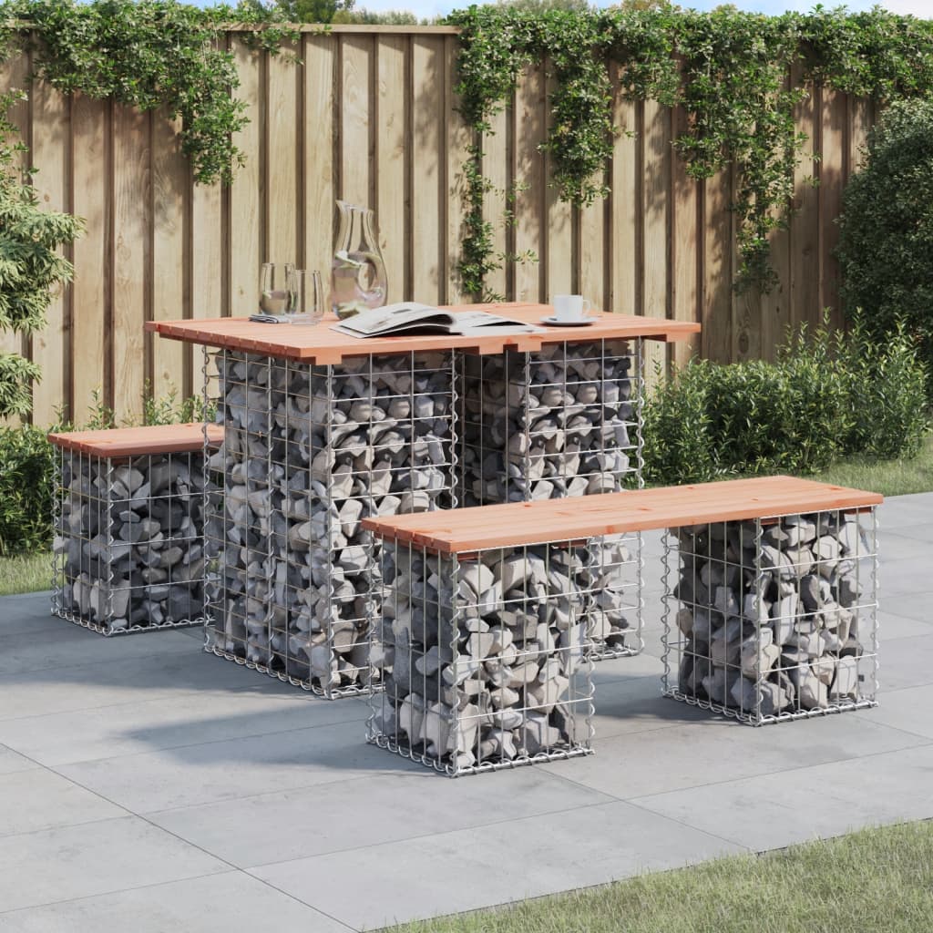 Garden Bench Gabion Design Solid Wood Douglas