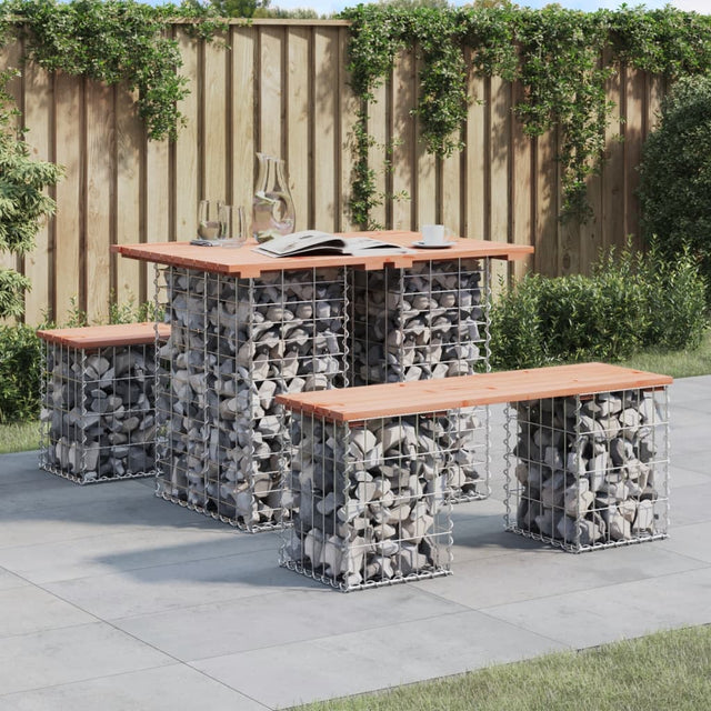 Garden Bench Gabion Design Solid Wood Douglas