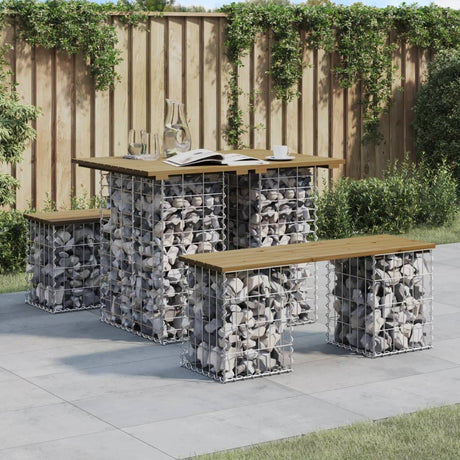 Garden Bench Gabion Design Solid Wood Douglas