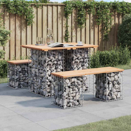 Garden Bench Gabion Design Solid Wood Douglas