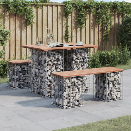 Garden Bench Gabion Design Solid Wood Douglas