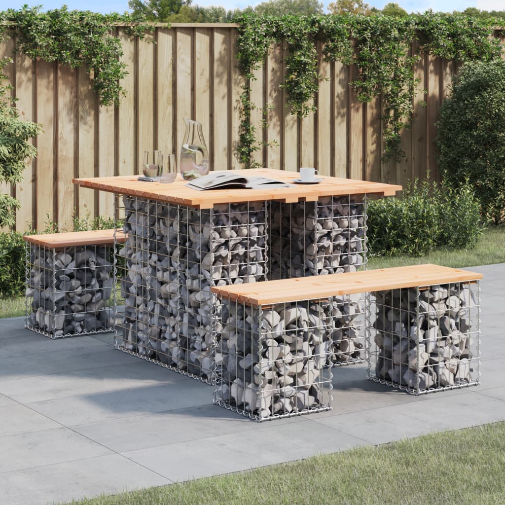Garden Bench Gabion Design Solid Wood Douglas