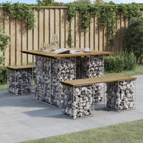 Garden Bench Gabion Design Solid Wood Douglas