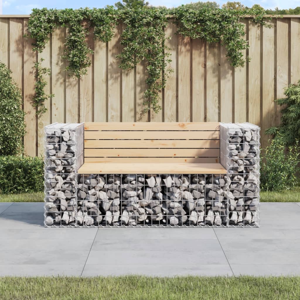 Garden Bench Gabion Design Solid Wood Pine