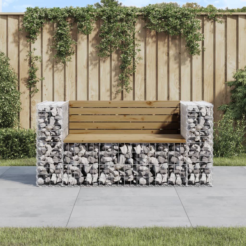 Garden Bench Gabion Design Solid Wood Pine