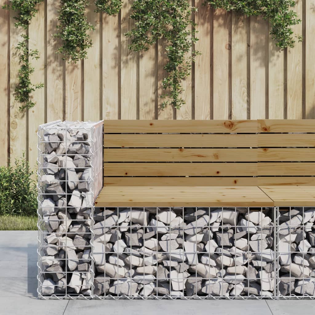 Garden Bench Gabion Design Solid Wood Pine