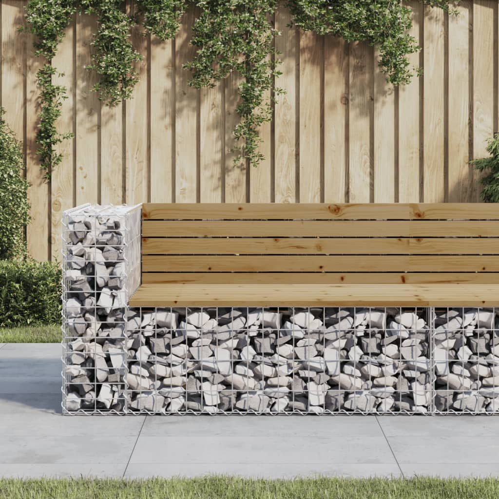 Garden Bench Gabion Design Solid Wood Pine