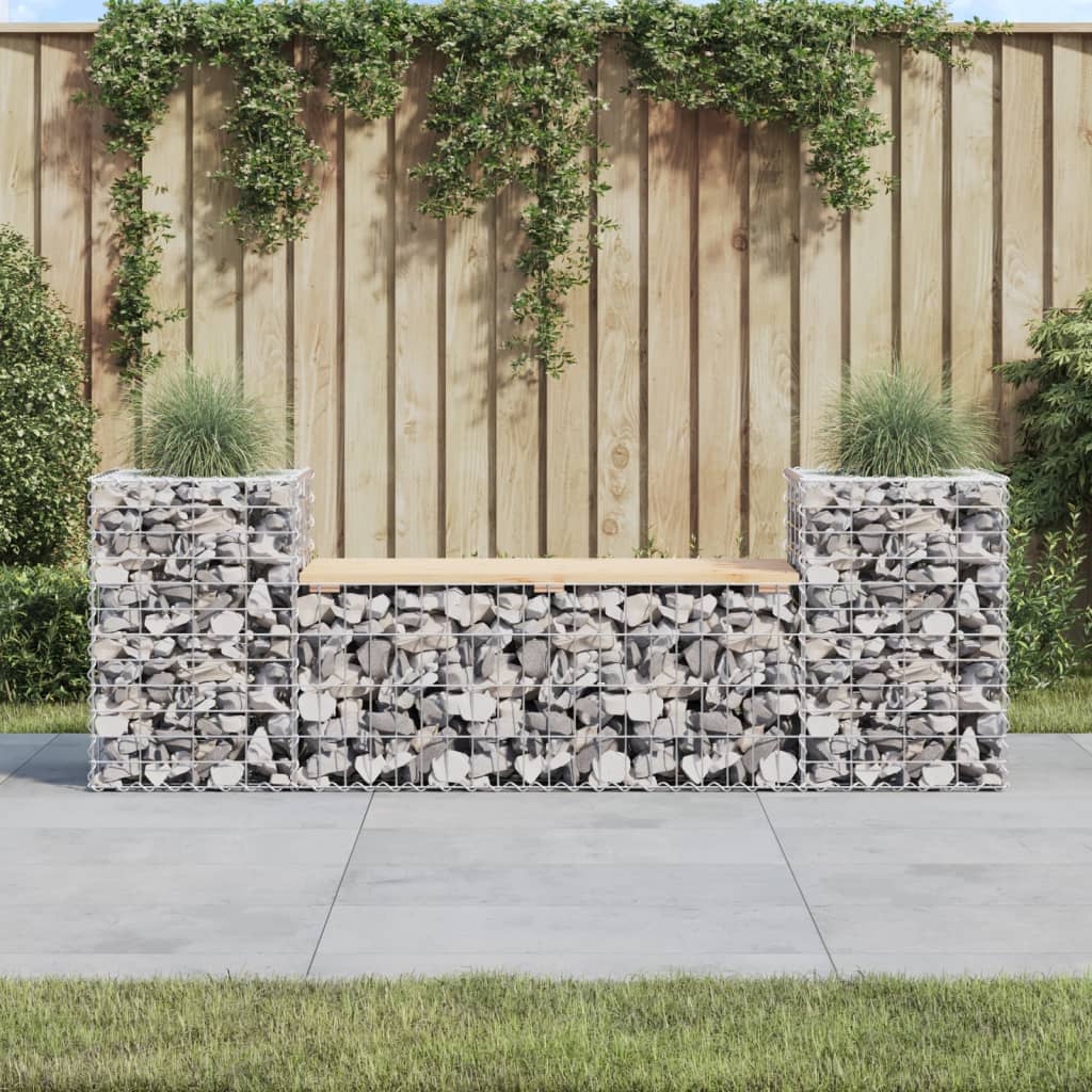 Garden Bench Gabion Design 183X41X60.5 Cm Solid Wood Pine