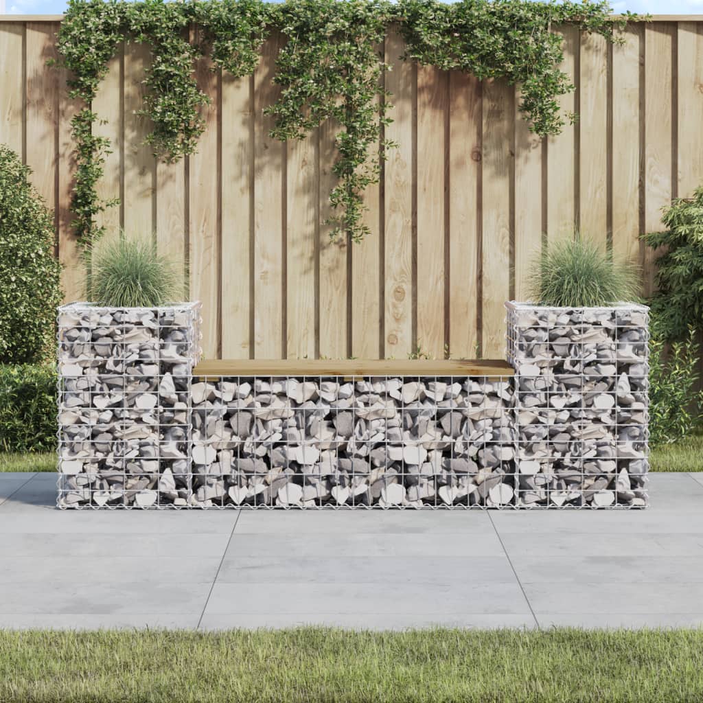 Garden Bench Gabion Design 183X41X60.5 Cm Solid Wood Pine
