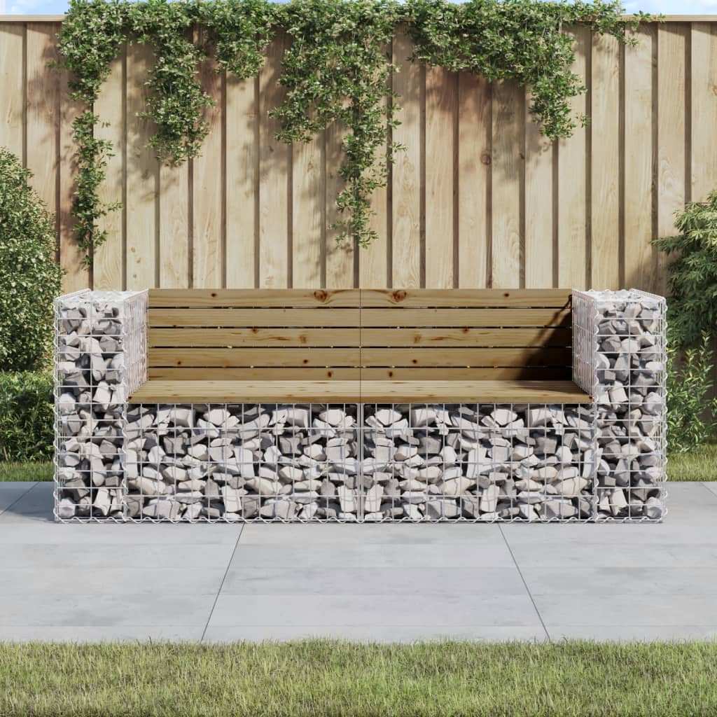 Garden Bench Gabion Design 184X71X65.5 Cm Solid Wood Douglas