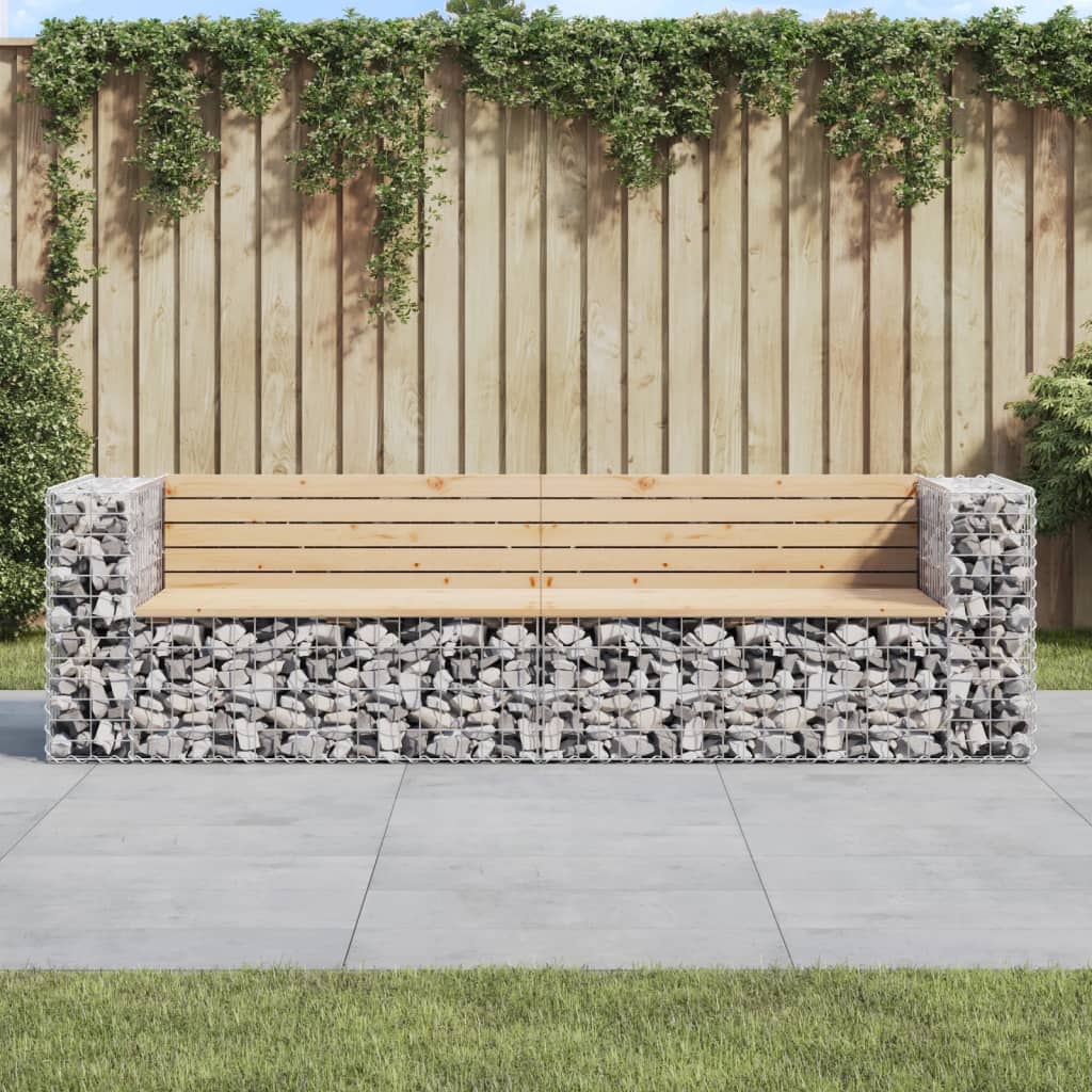 Garden Bench Gabion Design 244X71X65.5 Cm Solid Wood Douglas