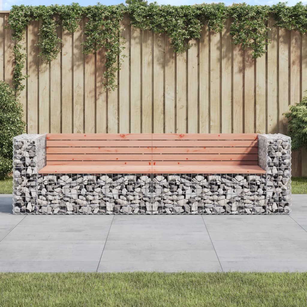 Garden Bench Gabion Design 244X71X65.5 Cm Solid Wood Douglas