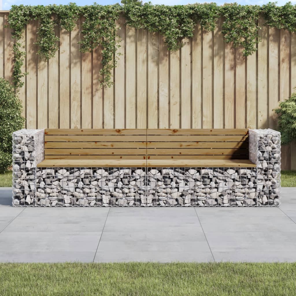 Garden Bench Gabion Design 244X71X65.5 Cm Solid Wood Douglas