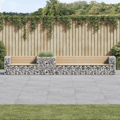 Garden Bench With Gabion Basket Solid Wood Douglas
