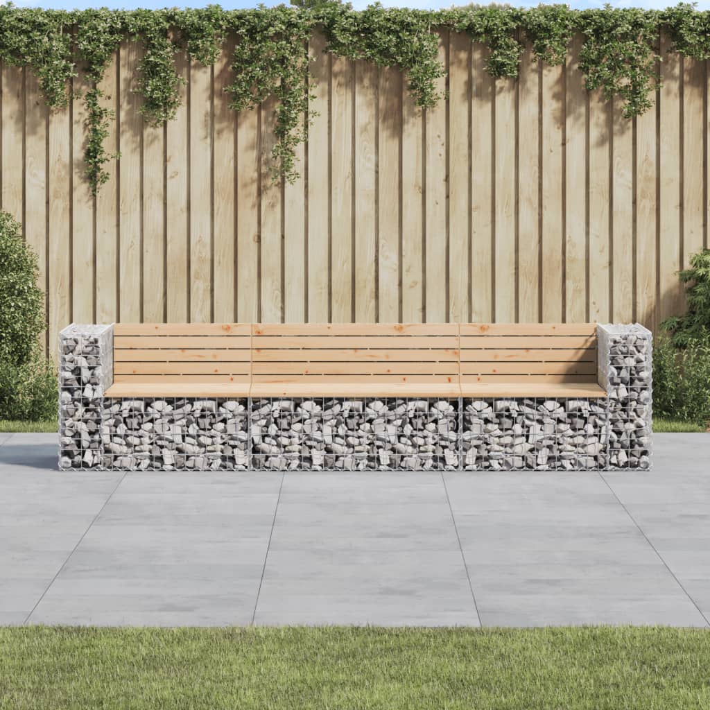 Garden Bench Gabion Design 287X71X65.5 Cm Solid Wood Pine