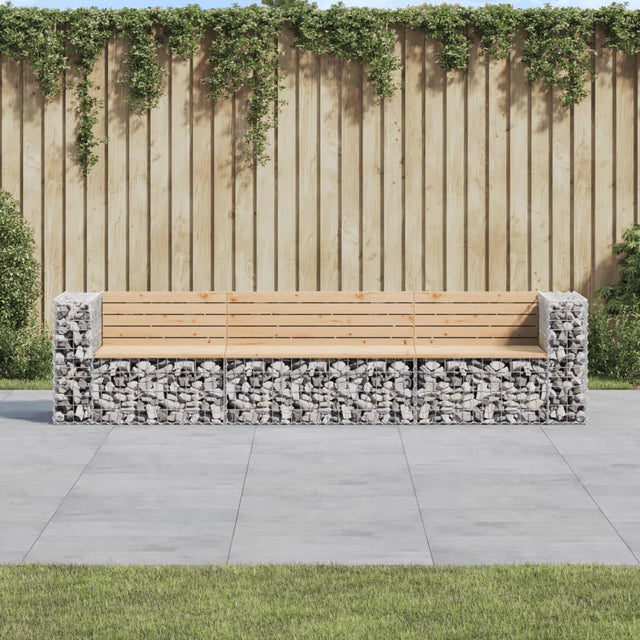 Garden Bench Gabion Design 287X71X65.5 Cm Solid Wood Pine
