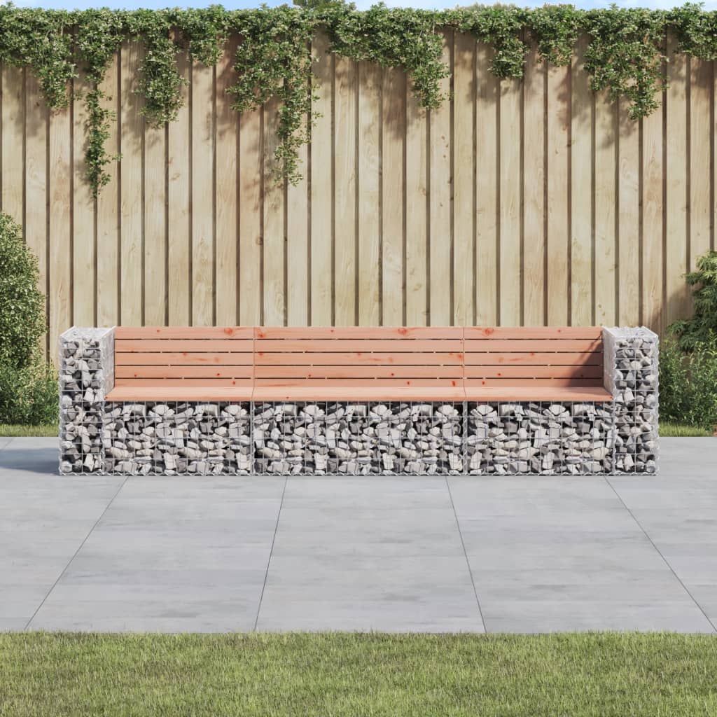 Garden Bench Gabion Design 287X71X65.5 Cm Solid Wood Pine