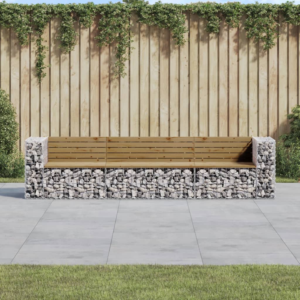 Garden Bench Gabion Design 287X71X65.5 Cm Solid Wood Pine