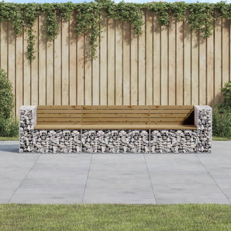 Garden Bench Gabion Design 287X71X65.5 Cm Solid Wood Pine