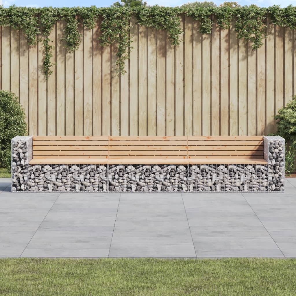 Garden Bench Gabion Design 347X71X65.5 Cm Impregnated Wood Pine