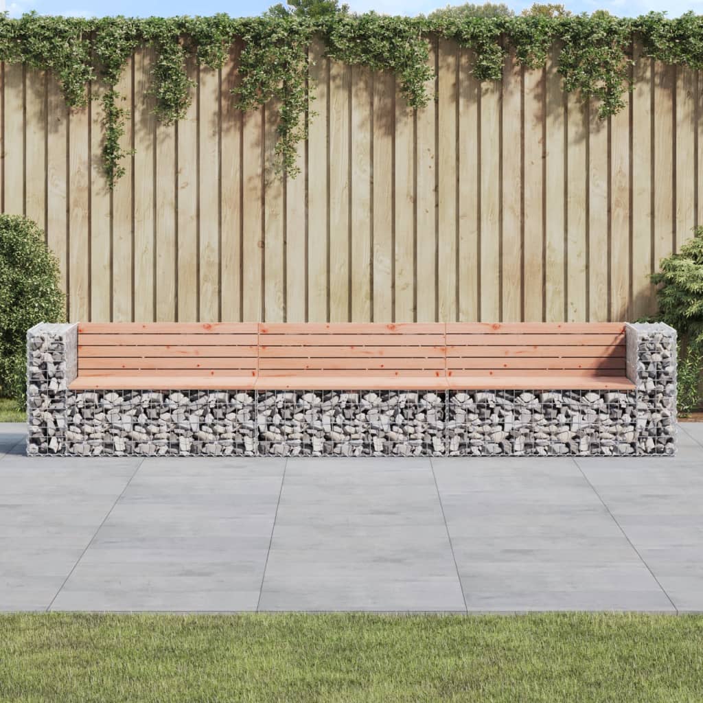 Garden Bench Gabion Design 347X71X65.5 Cm Impregnated Wood Pine
