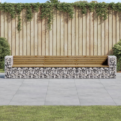 Garden Bench Gabion Design 347X71X65.5 Cm Impregnated Wood Pine