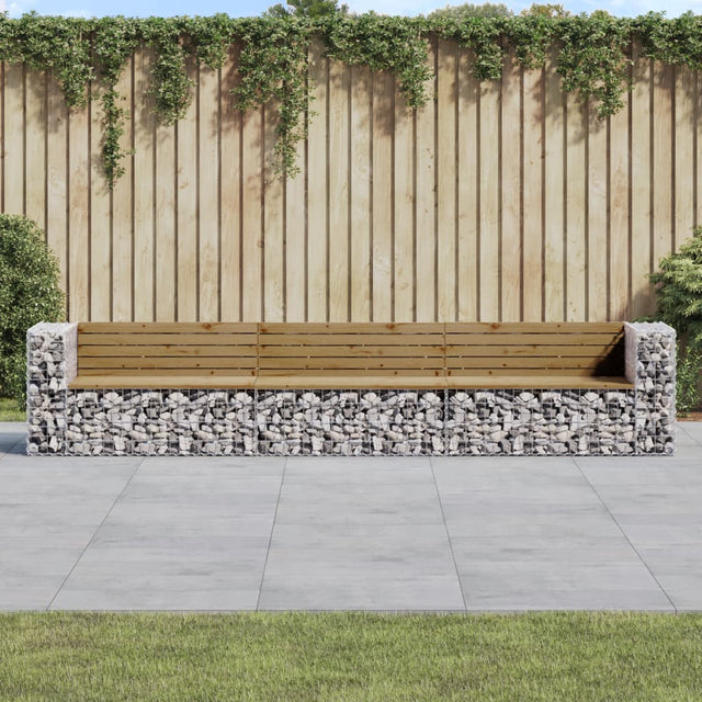 Garden Bench Gabion Design 347X71X65.5 Cm Impregnated Wood Pine