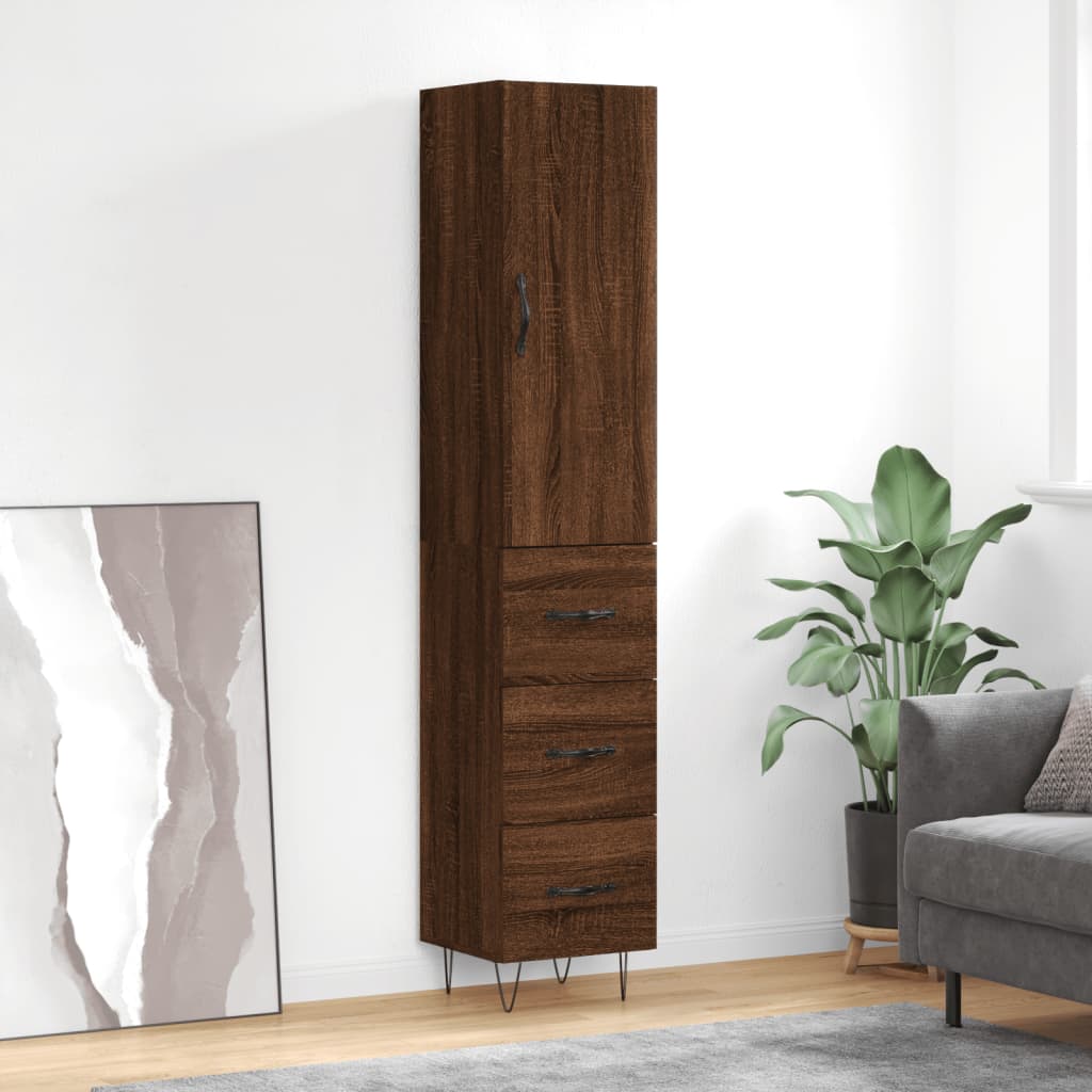 Highboard 34.5X34X180 Cm Engineered Wood