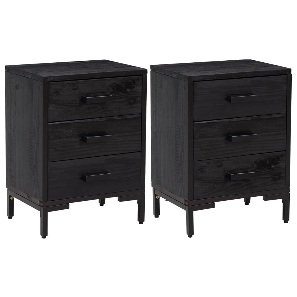Bedside Cabinets 2 Pcs Solid Wood Pine