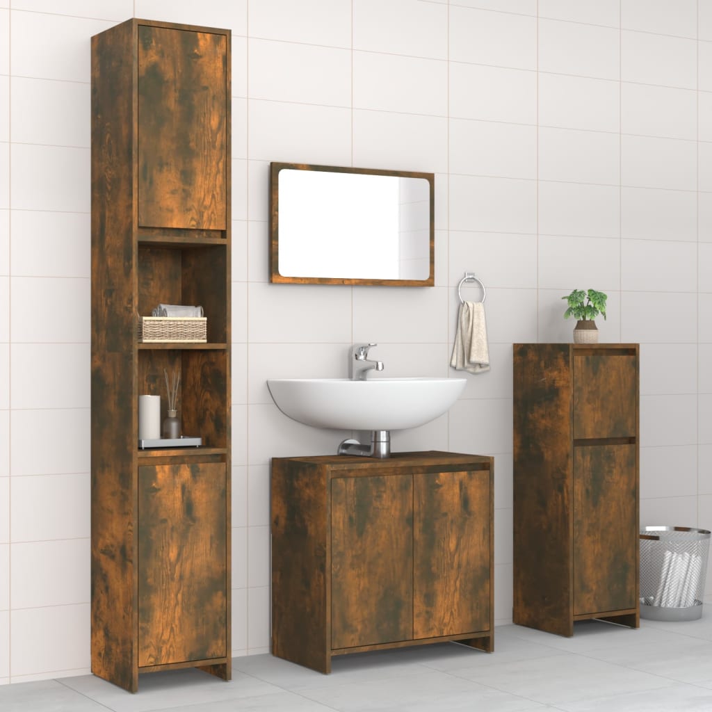 4 Piece Bathroom Furniture Set Engineered Wood