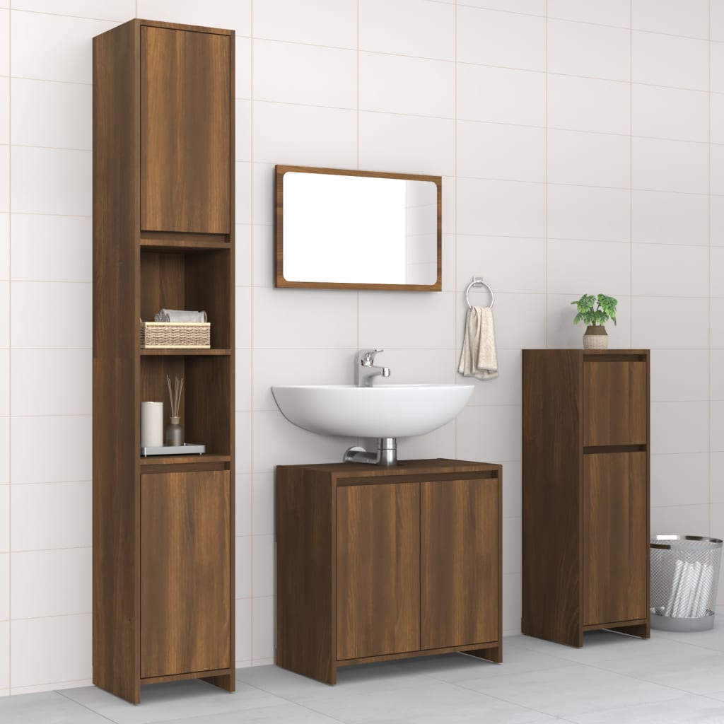 4 Piece Bathroom Furniture Set Engineered Wood
