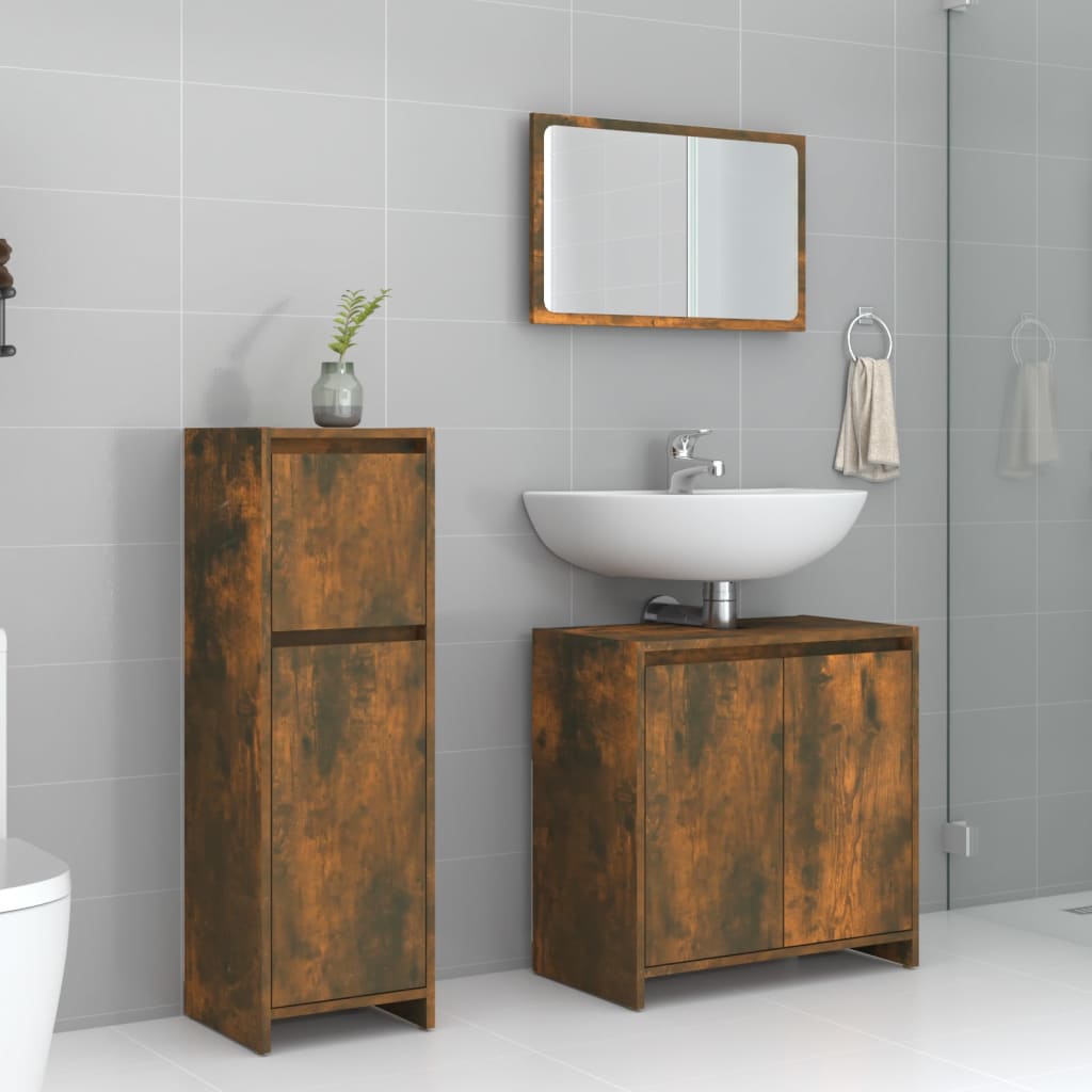 3 Piece Bathroom Furniture Set Engineered Wood