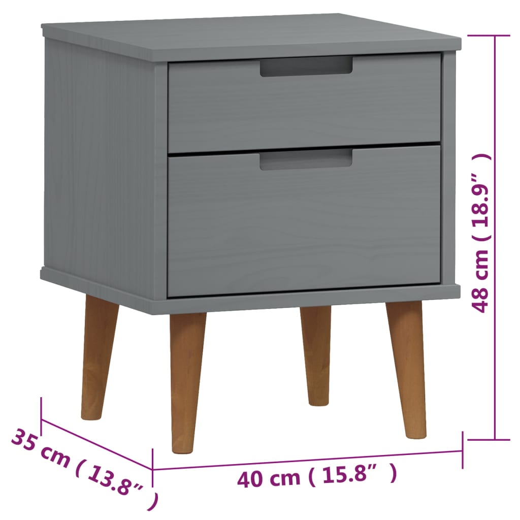 Bedside Cabinet Molde 40X35X48 Cm Solid Wood Pine