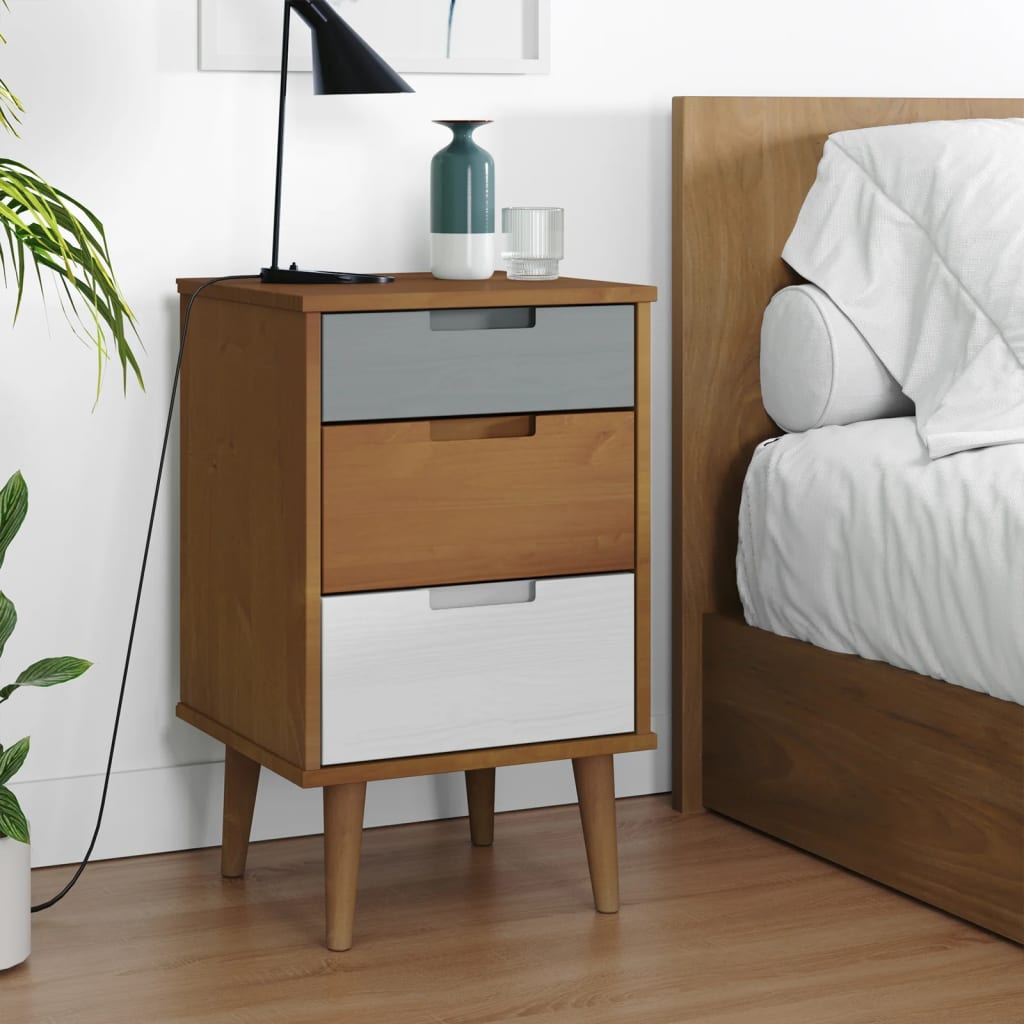 Bedside Cabinet Molde 40X35X65 Cm Solid Wood Pine