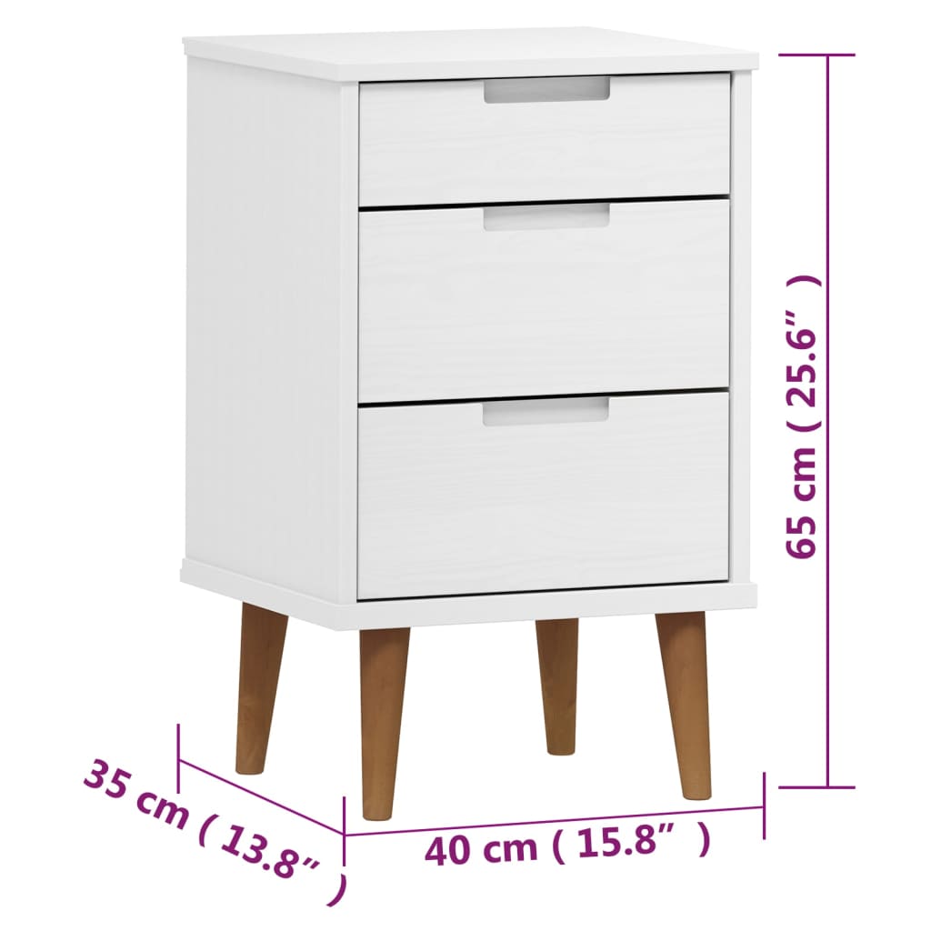 Bedside Cabinet Molde 40X35X65 Cm Solid Wood Pine