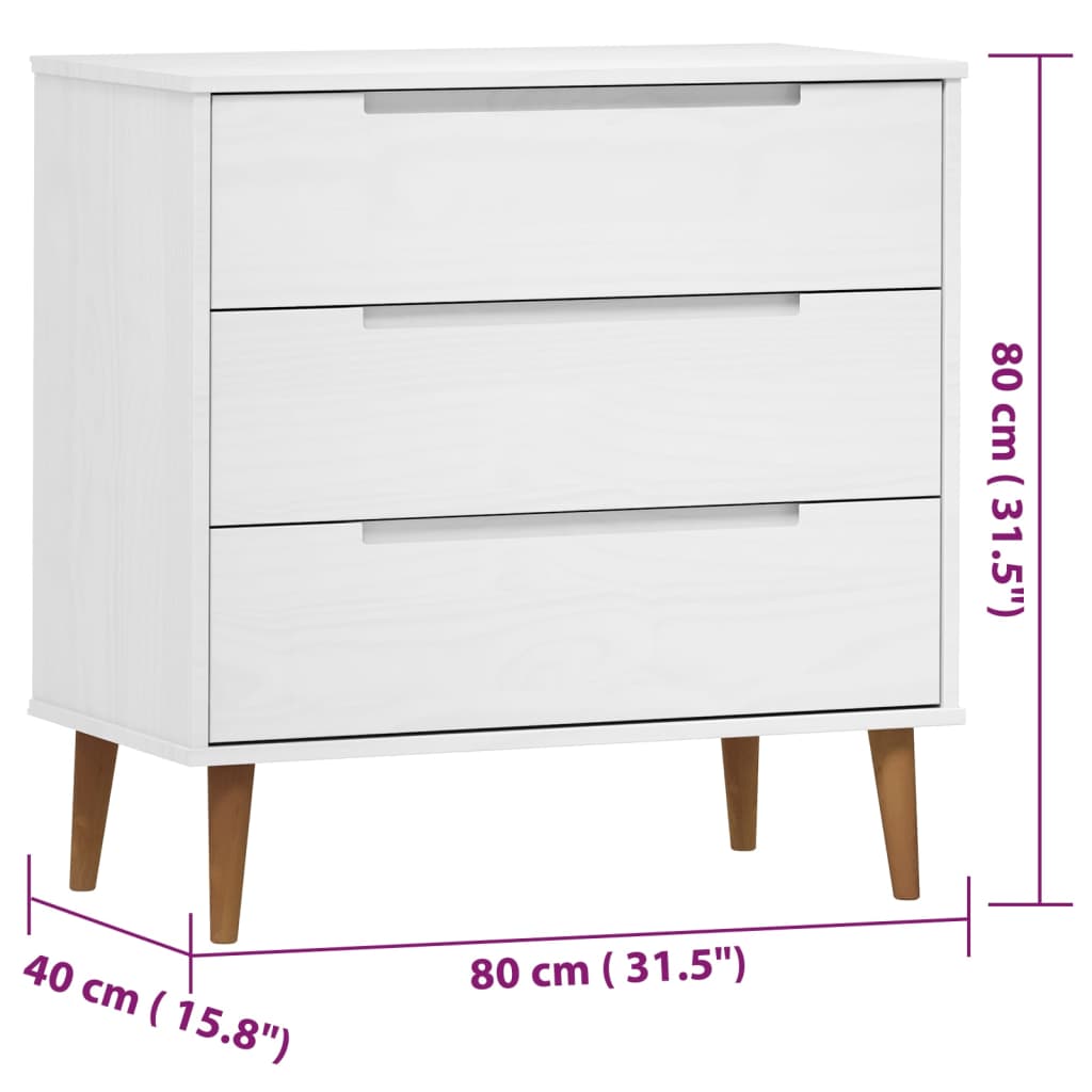 Drawer Cabinet Molde 80X40X80 Cm Solid Wood Pine