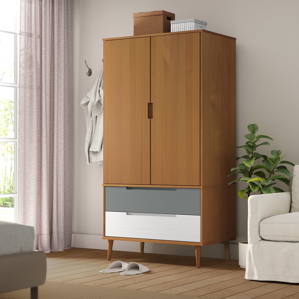 Wardrobe Molde 90X55X175 Cm Solid Wood Pine