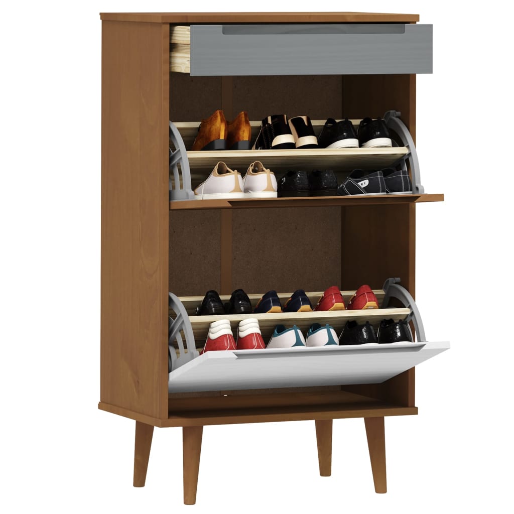 Shoe Cabinet Molde Brown 59,5X35X103 Cm Solid Wood Pine
