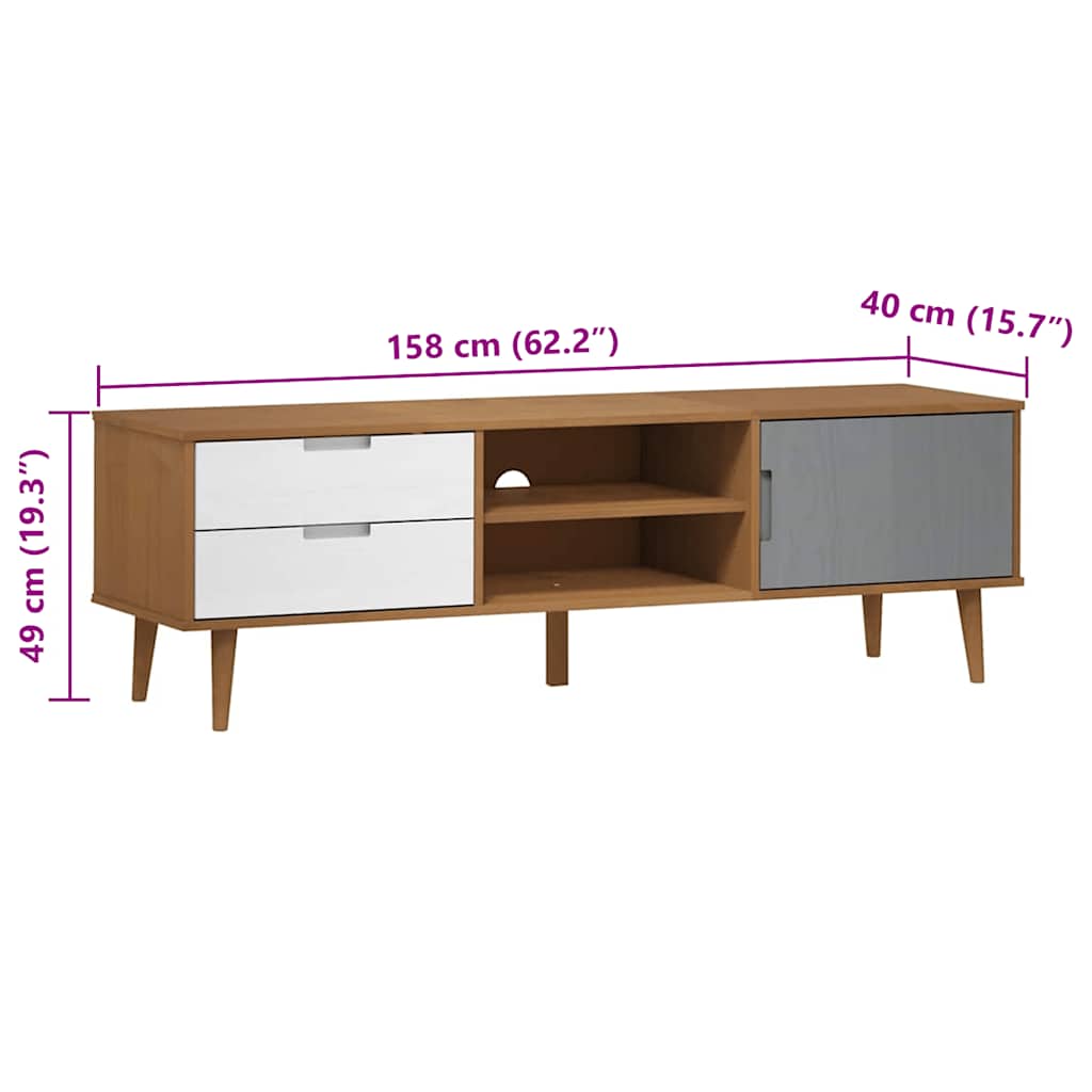 Tv Cabinet Molde Brown 158X40X49 Cm Solid Wood Pine