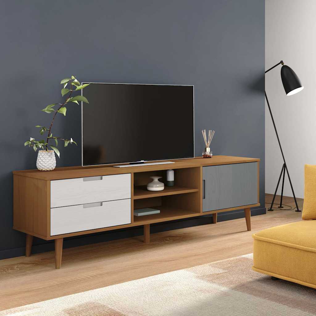 Tv Cabinet Molde Brown 158X40X49 Cm Solid Wood Pine