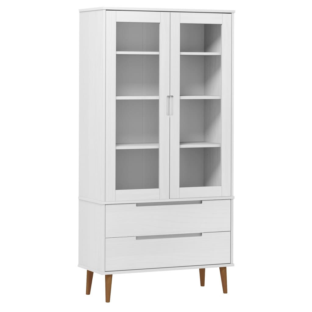 Vitrine Cabinet Molde 90X35X175 Cm Solid Wood Pine