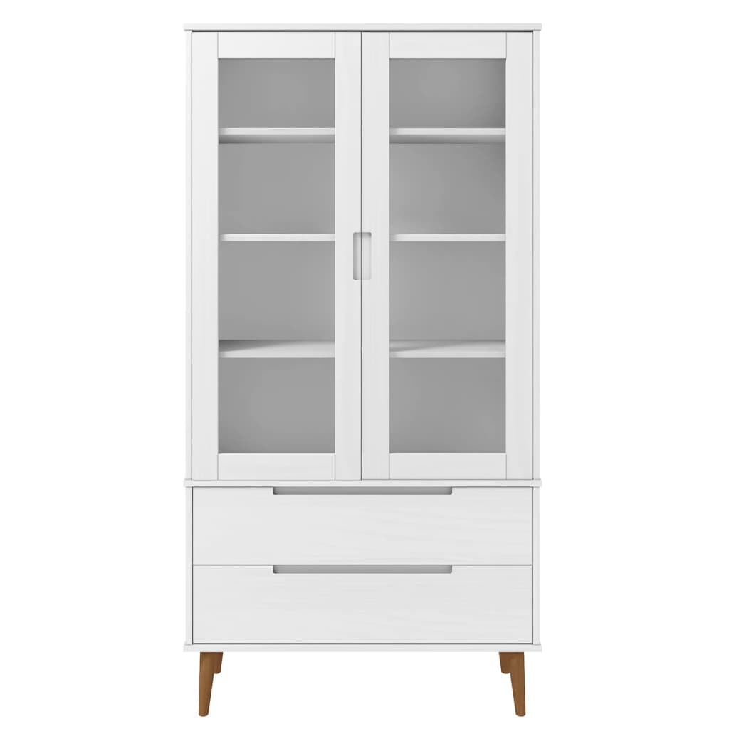 Vitrine Cabinet Molde 90X35X175 Cm Solid Wood Pine