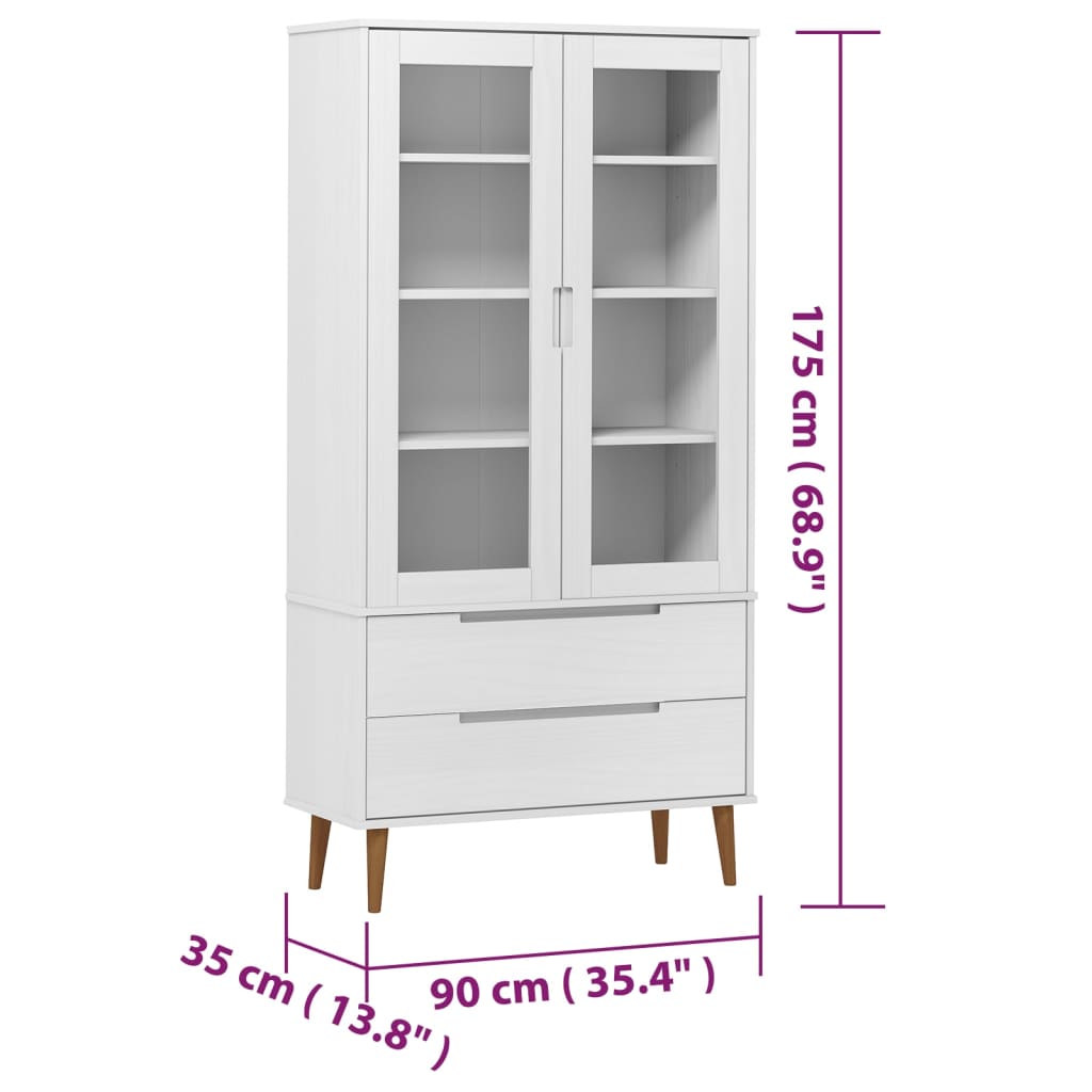 Vitrine Cabinet Molde 90X35X175 Cm Solid Wood Pine