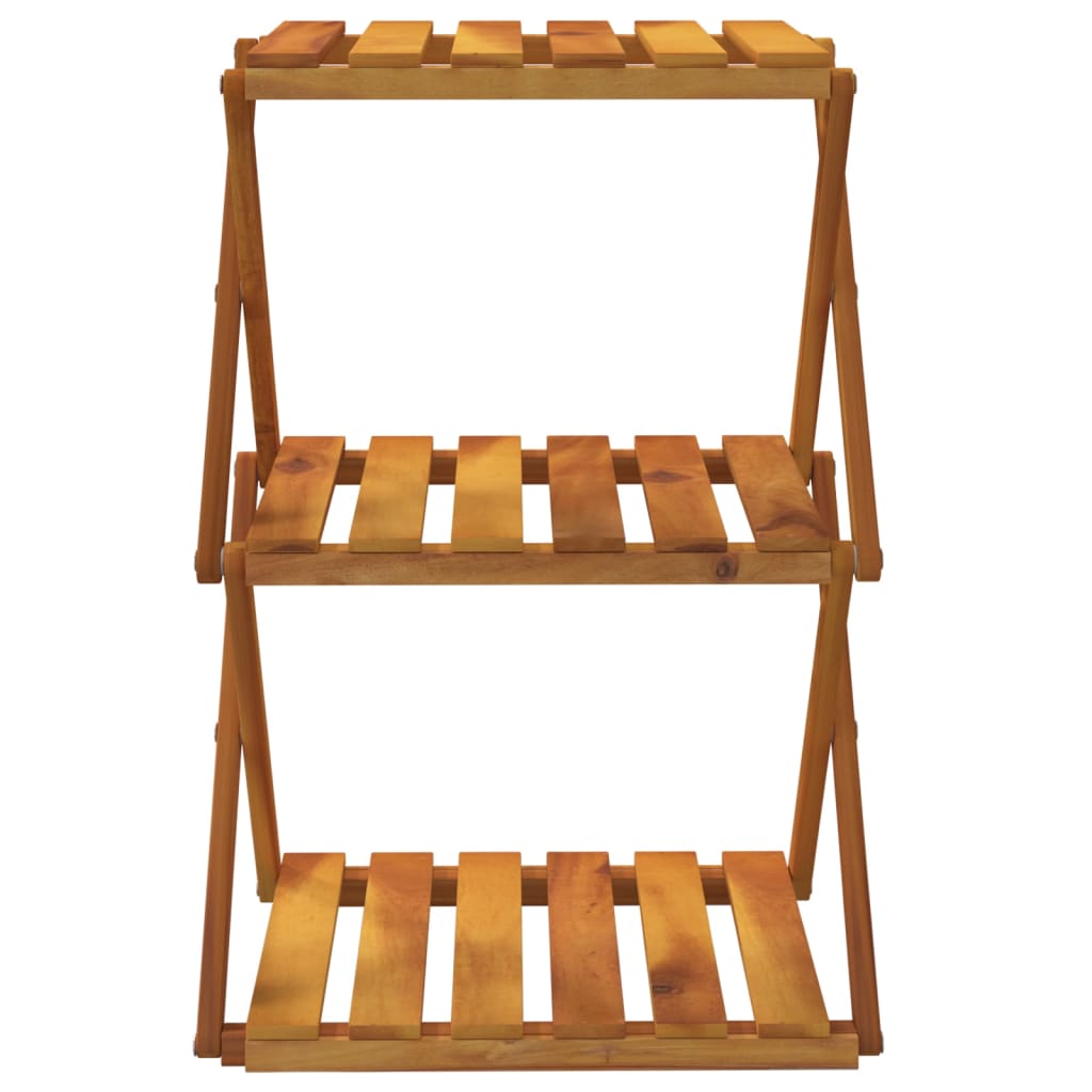 3-Tier Folding Shelf Brown 43X31X63 Cm Solid Wood Acacia