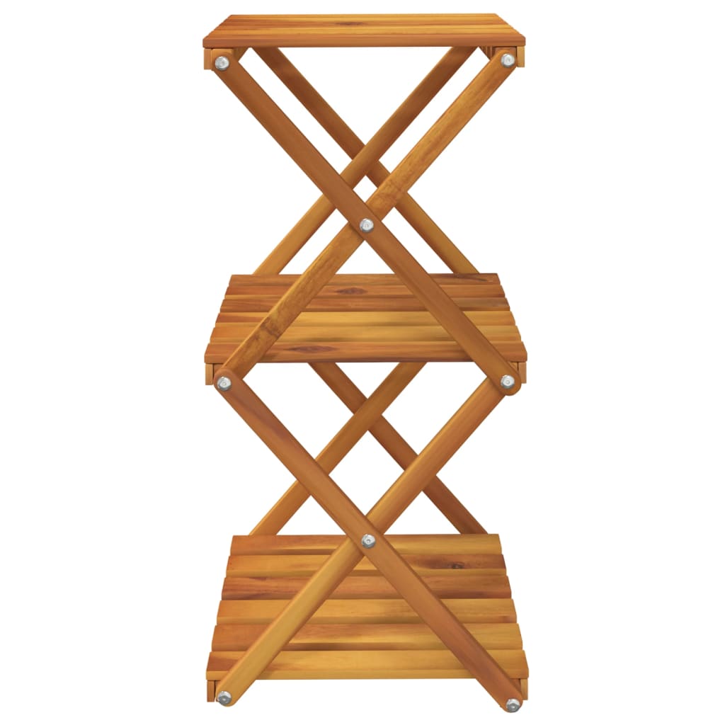 3-Tier Folding Shelf Brown 43X31X63 Cm Solid Wood Acacia