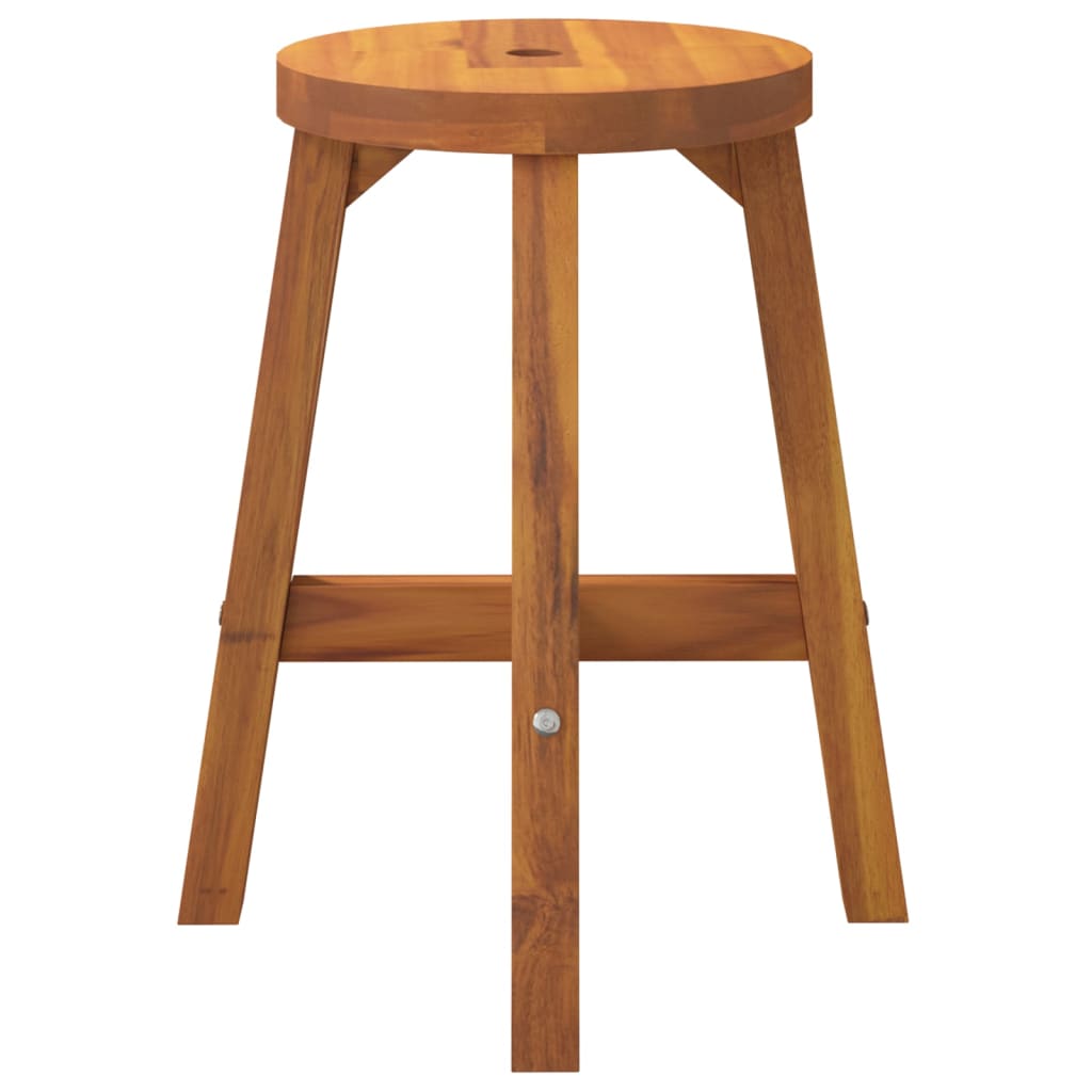 Stool Brown Round Solid Wood Acacia