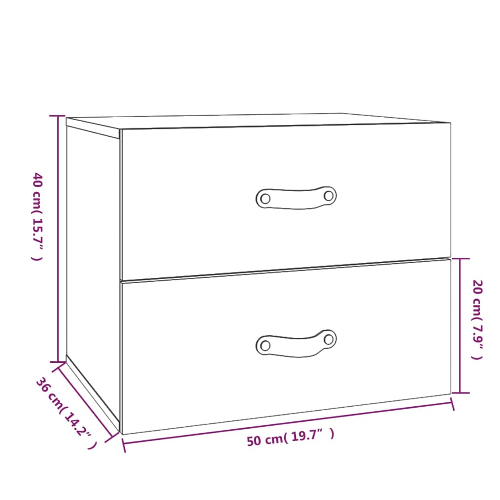 Wall-Mounted Bedside Cabinet 50X36X40 Cm