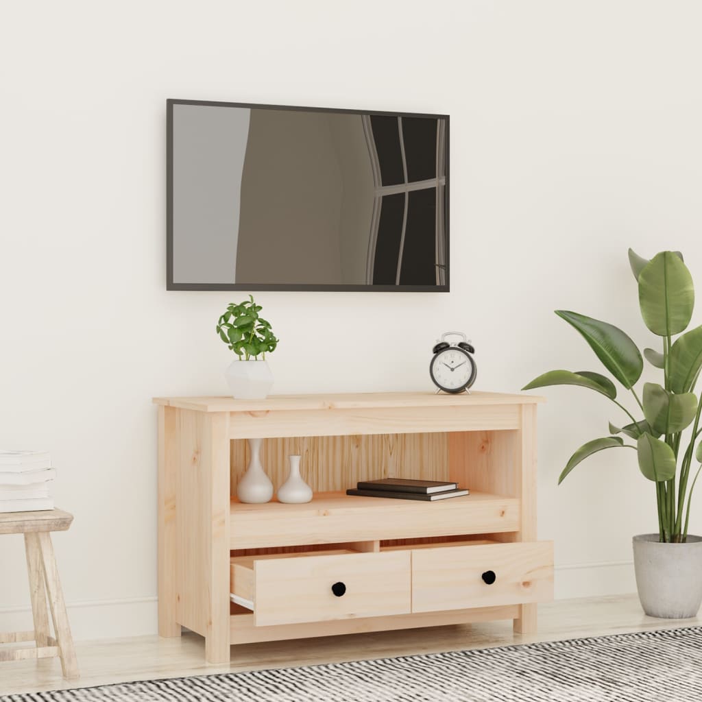Tv Cabinet 79X35X52 Cm Solid Wood Pine