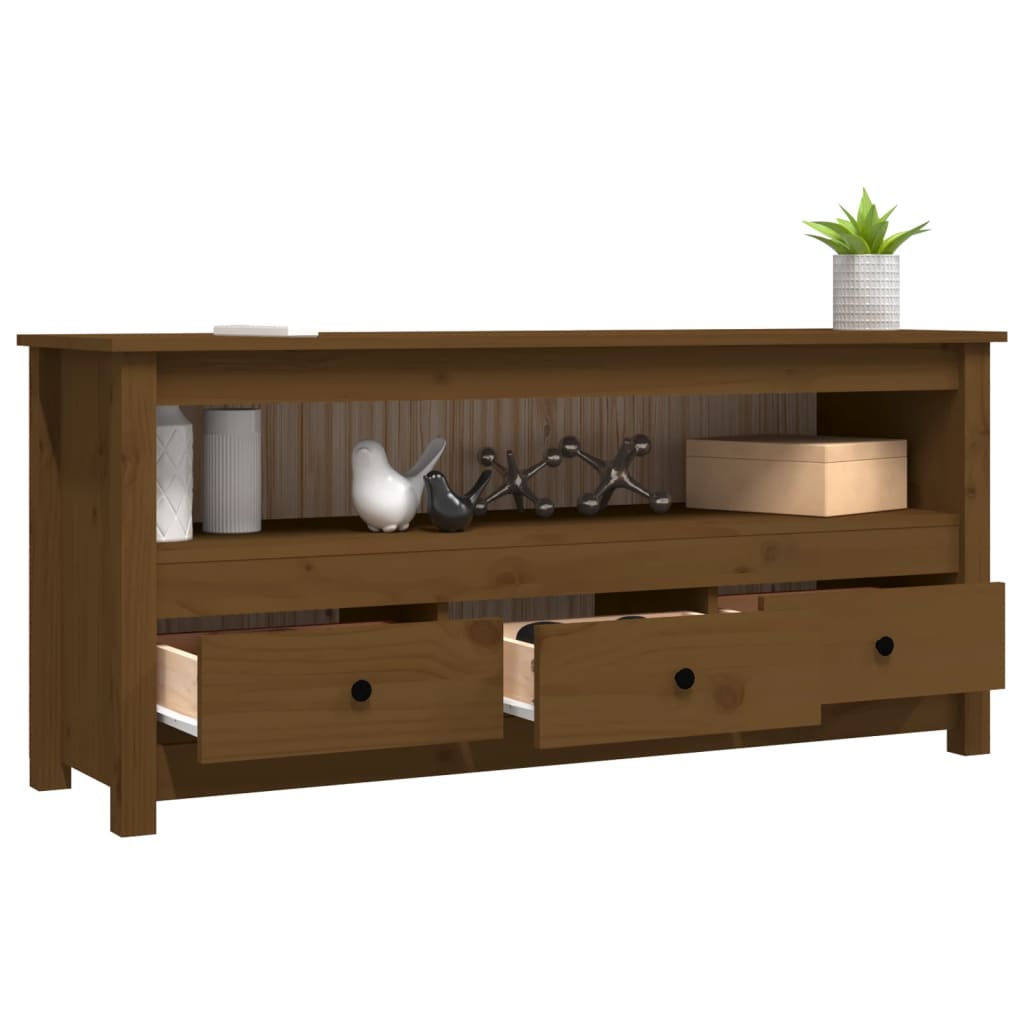 Tv Cabinet 114X35X52 Cm Solid Wood Pine