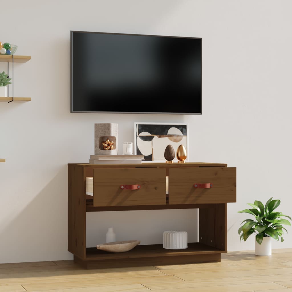 Tv Cabinet 90X40X60 Cm Solid Wood Pine